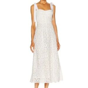 Jonathan Simkhai Warm-White Lace Bustier Midi Dress | Size 8